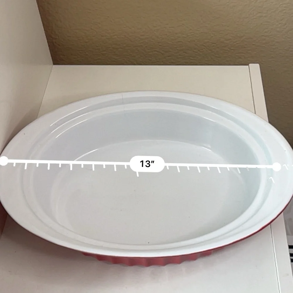 Housewares International Red Oval Ceramic Baking Dish | 13” Oven Safe